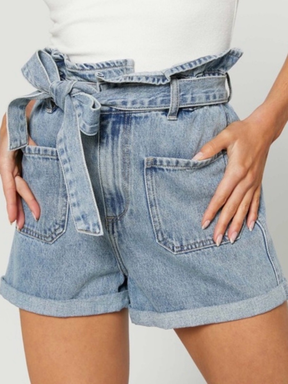 Zara Blue High Waist Shorts with Belt